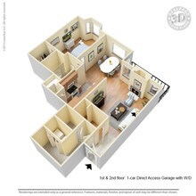 1 Bed 1 Bath 861 SqFt (760 Net) 1121 floor plan